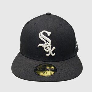 New Era 59FIFTY Chicago White Sox Hat 7 1/2 Black Fitted Cap MLB Custom “Dori””